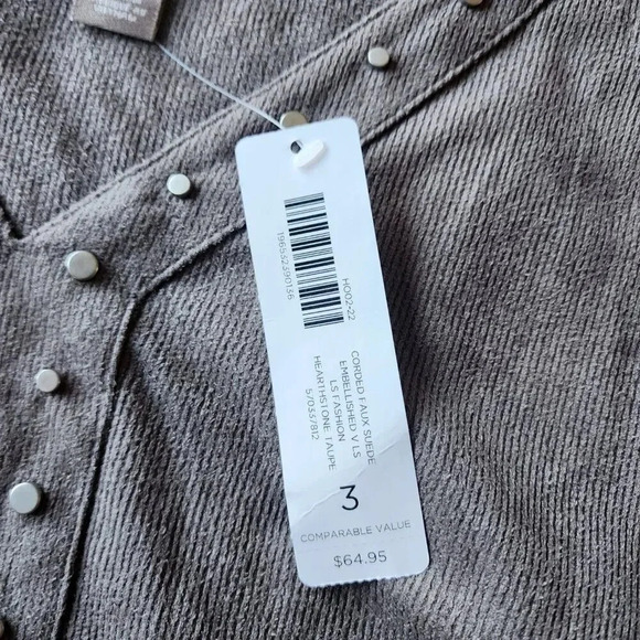 New $64.95 Chico's Top Blouse Size 3 Gray Long Sleeve V-Neck Pullover - Picture 8 of 16